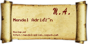 Mendel Adrián névjegykártya
